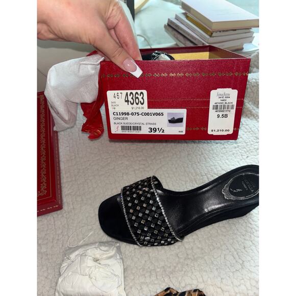 Rene Caovilla Women's Ginger 75 Wedge Mules - Black - Wedge sandals 39.5 - Picture 3 of 5